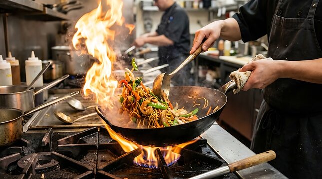 Chef preparing pizza in professional kitchen.