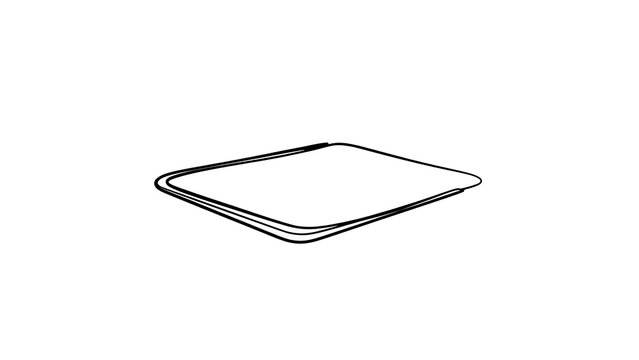 Minimalist tablet icon on white background.