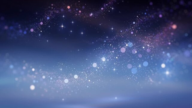 Glowing blue particles swirling in a magical cosmic dance creating a serene motion animation background with sparkling stardust elements and soft ethereal light for creative projects