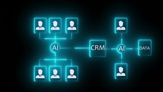 AI and data analysis to identify target audience. Concept of customer segmentation, partner profiling, predictive analytics, CRM system, and strategic business intelligence.