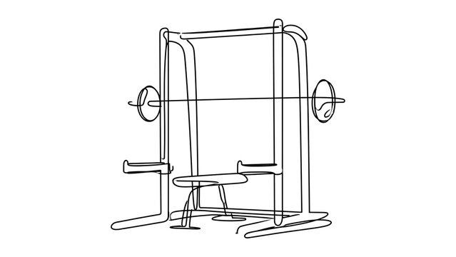 Smith machine gym equipment white background.