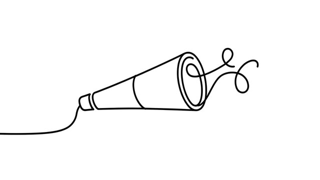 Hand drawn megaphone with swirl white background.