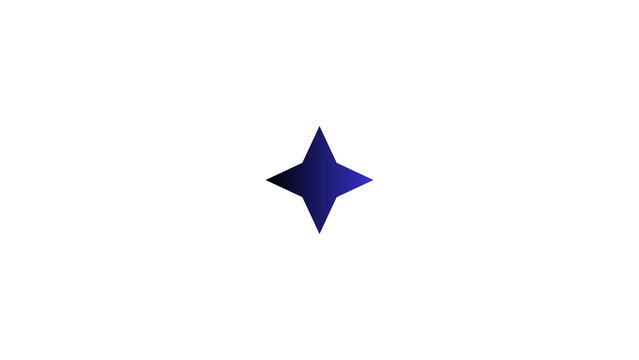 A minimalist, four-pointed geometric starburst icon featuring a deep blue-to-purple gradient