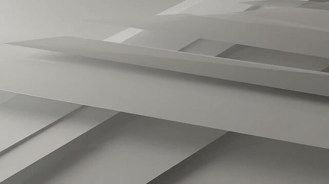 Abstract composition of overlapping gray geometric planes and shapes