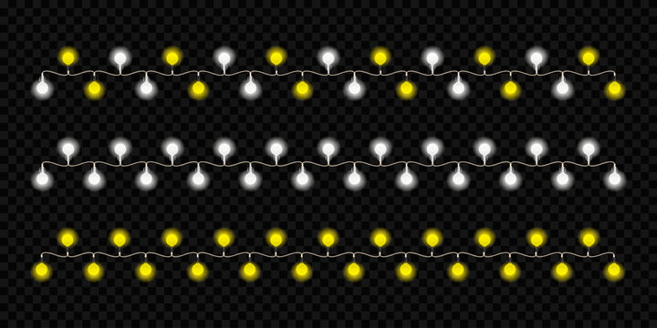 Decorative zig-zag festive string lights set isolated on with decoration christmas illumination decorative celebration isolated transparent