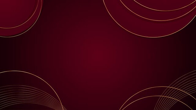 Burgundy luxury background elegant gold circular lines, rich red texture, soft shadows, clean center copy space. wedding videos, premium titles, brand promos, invitations, elegant motion overlays.