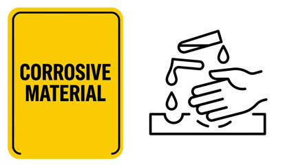 Fototapeta premium Hazardous Chemical Warning Sign with Corrosive Material Symbol for Industrial Safety Protocols and Workplace Protection Measures
