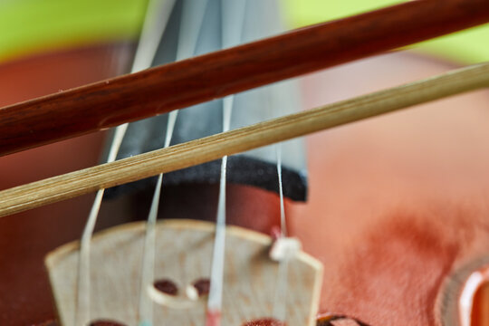 Detail of violin. Selective focus with shallow depth of field