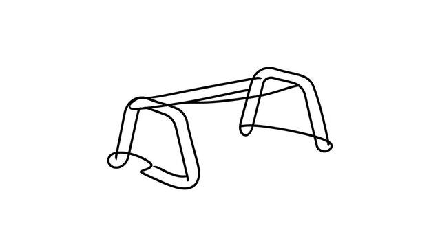 Wireframe soccer goal illustration white background.