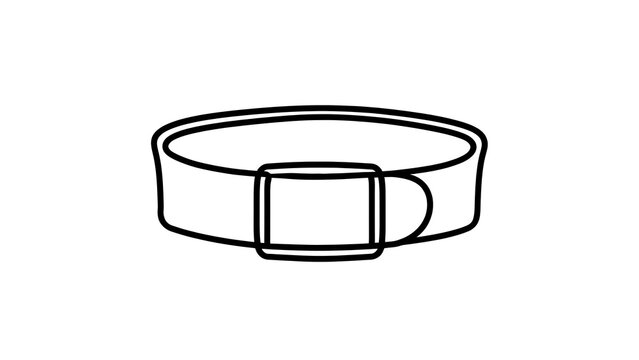 Simple black belt buckle illustration white background.