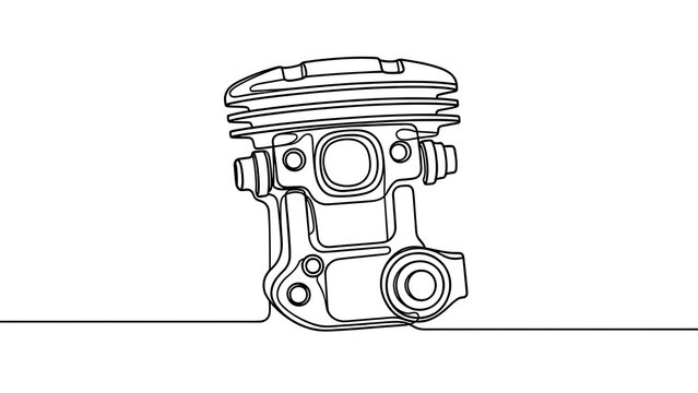 Engine piston cross section white background.