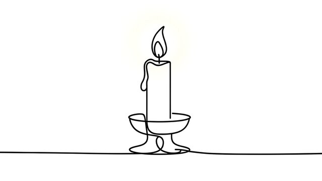 Minimalist candle illustration on white background.