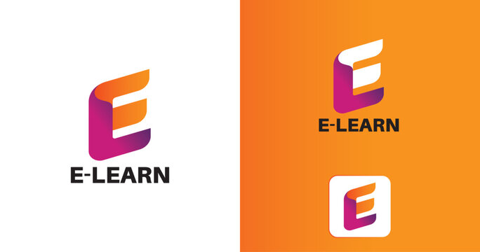 E-Learn Logo, Icon, Vector illustration