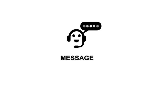 Message icon with smiling face and speech bubble on white background communication headset