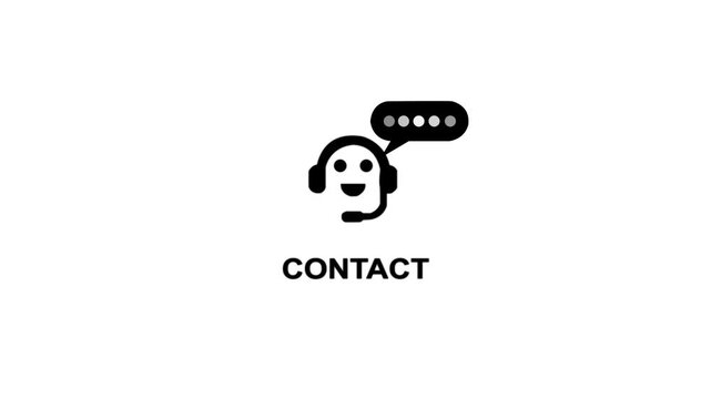Contact Icon with Smiling Face Headset and Chat Bubble on White Background image photo