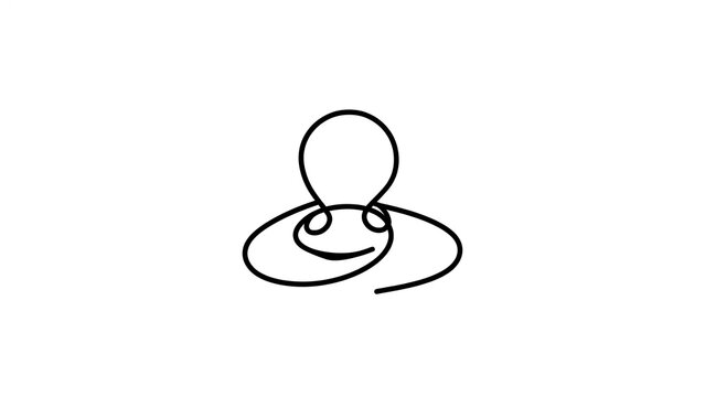 Minimalist line art person icon white background.