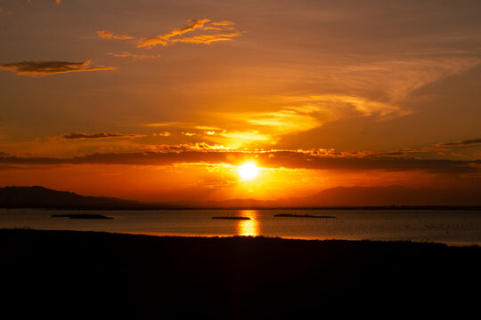 Sunset Over Water Landscape