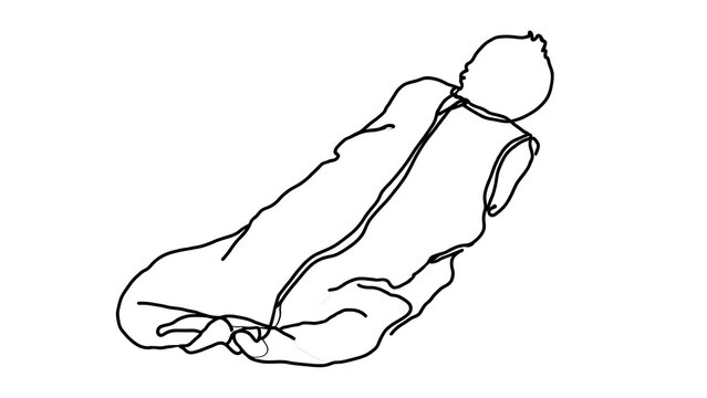 Minimalist line art drawing of a fish white background.