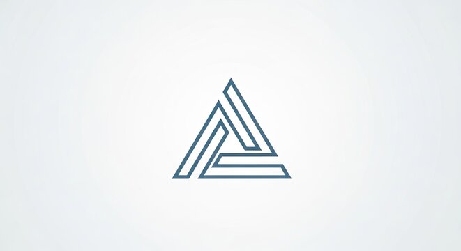 Geometric triangular knot logo design in blue lines.