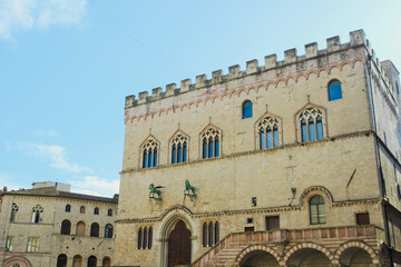 Fototapeta premium The Palazzo comunale also known as Palazzo dei Priori, one of the best examples of a public palace from the Italian communal era. Perugia, Italy
