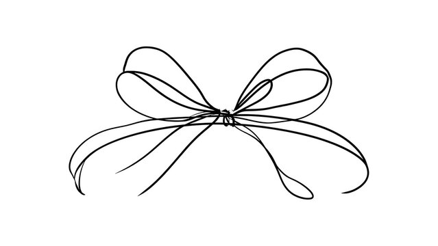 Elegant black ribbon bow on white background.