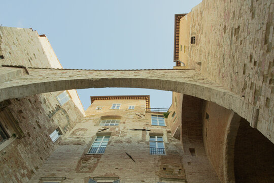 A glimpse of the ancient alley known as Via Maestra delle Volte, in Perugia, Umbria Region, Italy