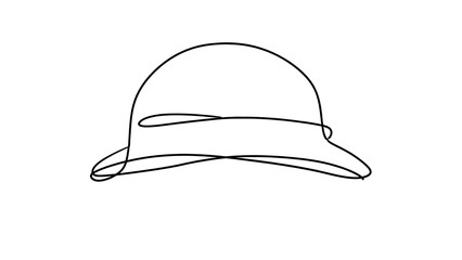 Fototapeta premium Simple black hat outline illustration white background.