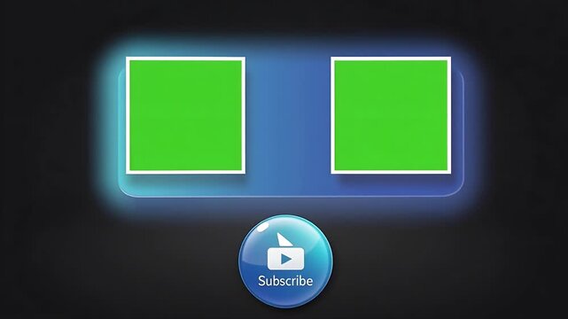 Subscribe Blue End Screen Template With Green Screen Video Placeholders, Modern YouTube Outro Motion Graphic