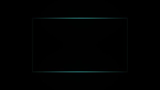 Square rectangle picture frame neon color motion graphics.  Motion graphics of neon rectangle. animation display neon box footage shape round seamless border retro movement on black background.