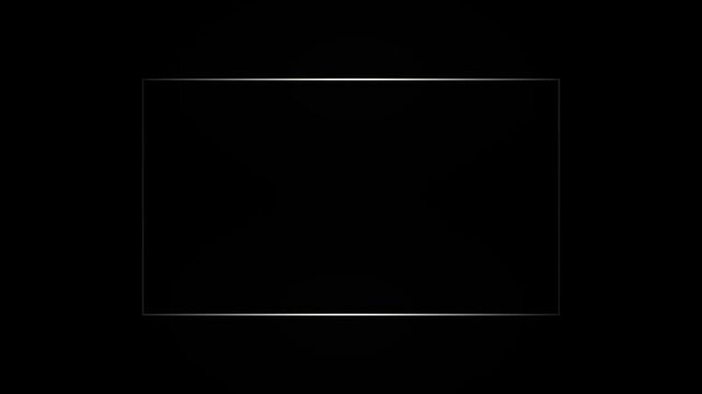 Square rectangle picture frame neon color motion graphics.  Motion graphics of neon rectangle. animation display neon box footage shape round seamless border retro movement on black background.
