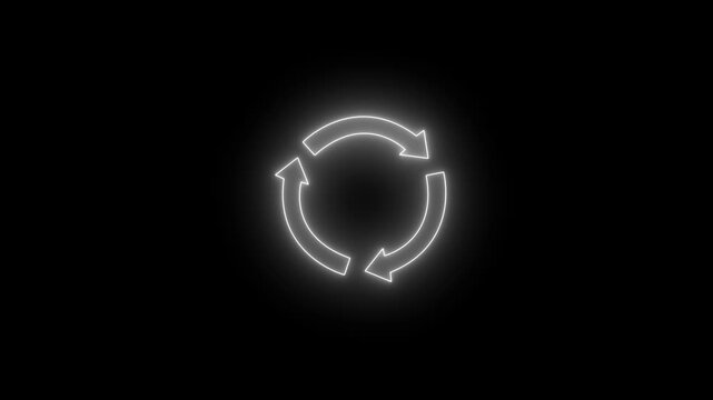 Abstract neon refresh and recycle icon animation. update, circle arrow, refresh, reload animation. 4k animation video.