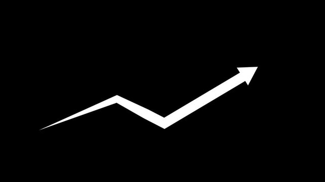 Arrows animation on a transparent background Curved arrow pointing up right animation