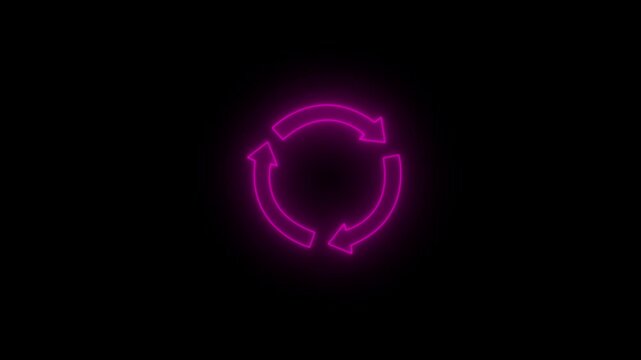 Abstract neon refresh and recycle icon animation. update, circle arrow, refresh, reload animation. 4k animation video.
