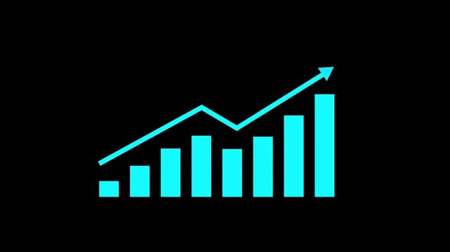 Statistics bars columns growth, arrow up. Finance, Bar graph going up, positive increase chart. business graph animation, profit increase, market performance. 4k animation