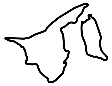 Brunei Darussalam Bold Stroke Outline Map Country Silhouette Vector
