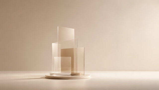 Glass display in a clean contemporary commercial composition for commercial use