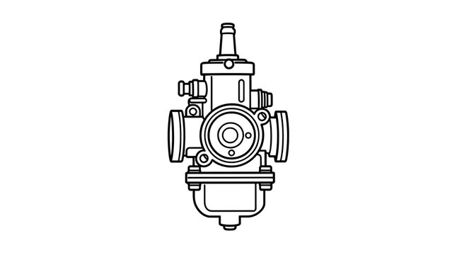 Carburetor technical drawing white background.
