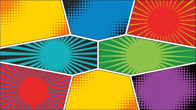 Colorful comic book page layout template