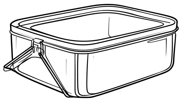 Empty plastic storage container white background.