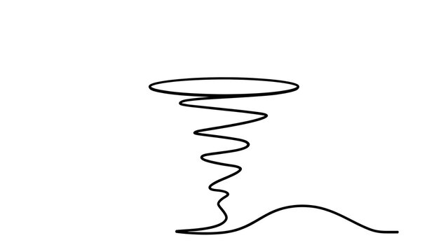 Tornado spiral line art illustration white background.