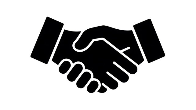 Black handshake icon for business agreement