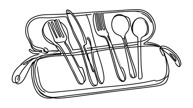 Utensil set illustration on white background.
