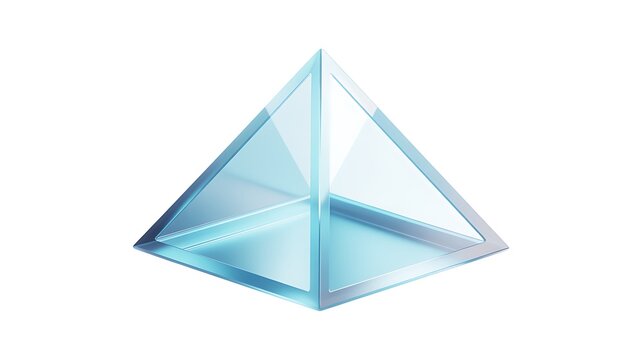 Transparent blue glass pyramid 3d shape