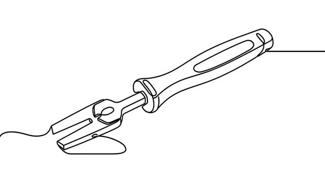Line art screwdriver drawing on white background.