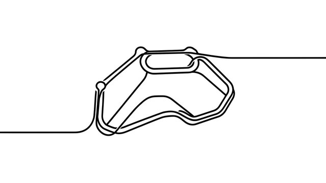 Minimalist line art race track white background.