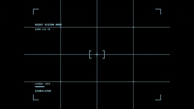 night vision recording interface industrial warehouse camera hud grid coordinate battery signal display 4K