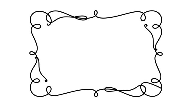 Elegant swirly frame design on white background.