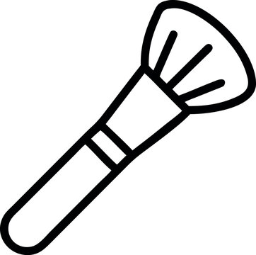 Makeup powder brush outline vector icon for cosmetic beauty design