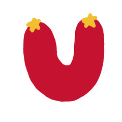U RED letter alphabet with cute star © nunu