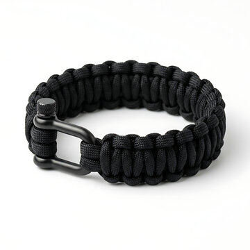 Tactical paracord survival bracelet mockup on isolated white background